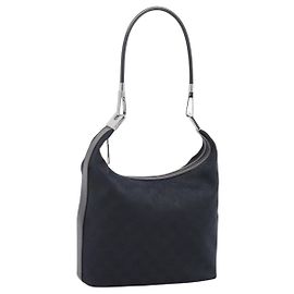 GUCCI GG Canvas Shoulder Bag Black Silver 001 3814