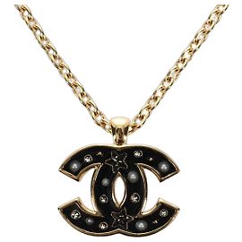 CHANEL COCO Mark Halskette Metall Goldfarben CC