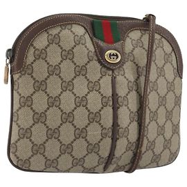 GUCCI GG Supreme Web Sherry Line Shoulder Bag PVC Beige 904 02 047
