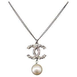 CHANEL COCO Mark Halskette Metall Silber CC