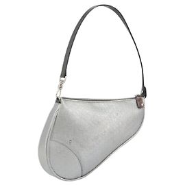 Christian Dior Trotter Canvas Saddle Accessory Pouch Leather Silver