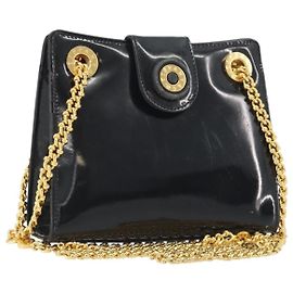 Tiffany & Co TIFFANY&Co. Ketten-Schultertasche Lackleder Schwarz Gold