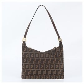 Fendi Zucca Schultertasche aus Leder und Canvas