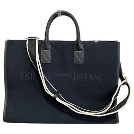 Borsa a tracolla in tela blu navy Emporio Armani