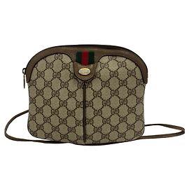 Gucci Vintage Sherry Line GG Logo Leder-Schultertasche