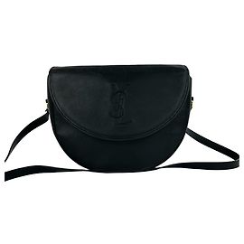 Borsa a tracolla in pelle con logo YSL cucito Vintage YVES SAINT LAURENT