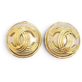 Brincos de pressão CHANEL Vintage 94A Coco Mark Eco Pearl