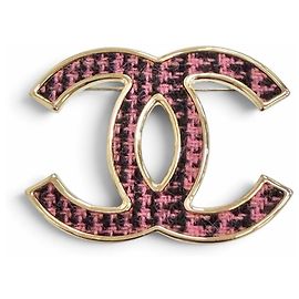 Chanel Coco Mark CC Logo Tweed-Brosche