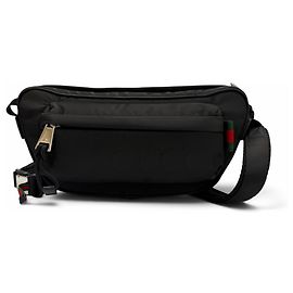 Borsa a tracolla Gucci in nylon e pelle con linea Web nera e logo impresso