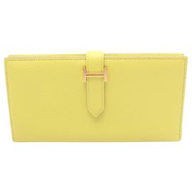 Hermès Hermes Bearn Soufflé Lime Bi-fold lange Geldbörse