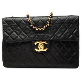 Chanel Black Maxi XL Classic Lambskin Single Flap