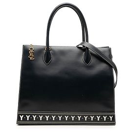 Autre Marque Bolso Tote Saint Laurent de piel de becerro negra con recortes en Y