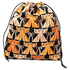 Bolso saco Miu Miu de nailon negro con estampado de gato