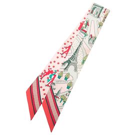 Lenço de seda Twilly Hermès Pink Les Nouveaux Amoureux de Paris