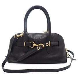 Borsa Satchel Miu Miu Aventure Piccola in Nappa Nera