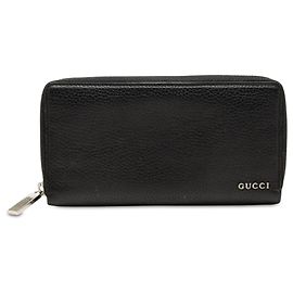 Cartera larga Gucci con cremallera alrededor en piel de becerro negra