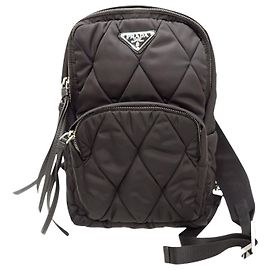 Prada Black Impuntu Tessuto Sling Rucksack
