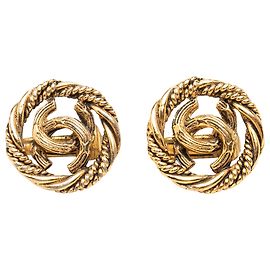 Orecchini a clip rotondi intrecciati Chanel Gold CC placcati oro