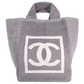 Borsa Tote da Spiaggia Chanel Gray CC Terry Cloth Sports Line