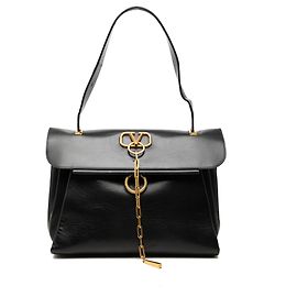 Sac à main Valentino VRing moyen en cuir de veau lisse noir