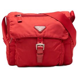Bolsa Messenger Prada Red Tessuto Zip Buckle