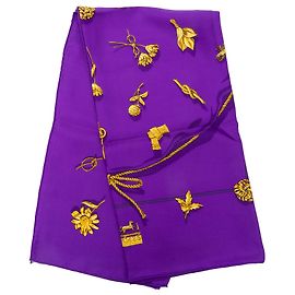 Pañuelo de seda Hermès Purple Clips 90