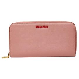 Portafoglio lungo Miu Miu in pelle Madras rosa