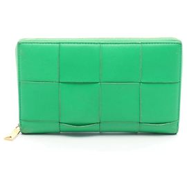 Portafoglio lungo in pelle verde Bottega Veneta