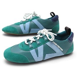 NOVOS SNEAKERS LOUIS VUITTON SNEAKERINA 1AHNDY 35 COURO & CAMURÇA VERDE
