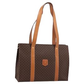Céline CELINE Macadam Canvas Tote Bag PVC Leder Braun Gold