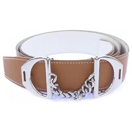 Hermès Gürtel Braun Weiß