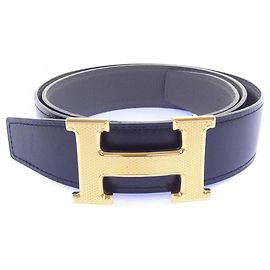 Hermès Cinturón reversible Hermes H Guilloché 32mm