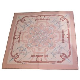Hermès Gavroche 45 Pañuelo de seda Mors et Gourmettes Rose Powder