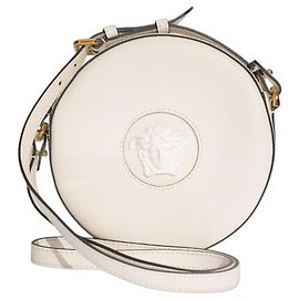 Versace Borsa a tracolla rotonda La Medusa pelle bianca
