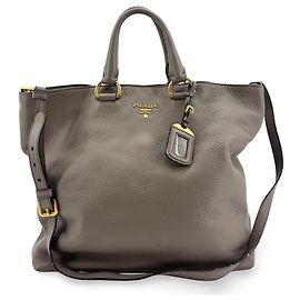 Prada Lux Pleated Convertible Satchel Cervo Leather Medium