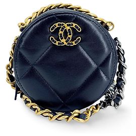 Chanel Round Flap Chevron Calfskin Mini
