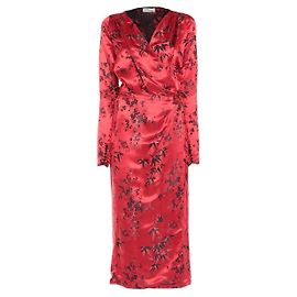 Vestido envelope Attico Victoria estampa floral vermelha