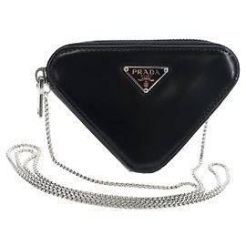 Prada Triangle Logo Zip Embossed Leather Mini