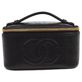 Chanel Vintage Timeless Cosmetic Case Caviar Small