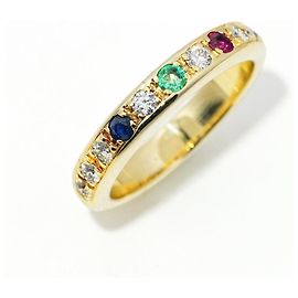 Autre Marque Bague Memory en Or Jaune avec Diamants, Rubis, Saphir et Émeraude