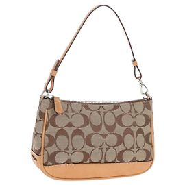 Bolso Coach Signature Canvas Beige Silver Auth ar14259A
