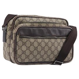 Borsa a tracolla GUCCI GG Supreme PVC Beige Silver 114531 Auth BA15711
