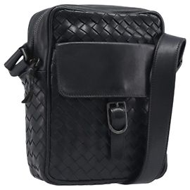 BOTTEGA VENETA INTRECCIATO Shoulder Bag Leather Black 113092 Auth 204647V