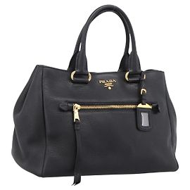PRADA Handtasche aus Leder 2way Schwarz Gold BN2793 Auth am12660V