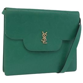 Autre Marque Borsa a tracolla SAINT LAURENT in pelle verde tono oro Auth 203497