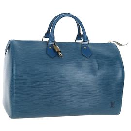 LOUIS VUITTON Epi Speedy 35 Bolso de mano Toledo Blue M42995 LV Auth 201415V