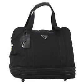 Sac Boston PRADA Nylon Noir Argent Auth 201310
