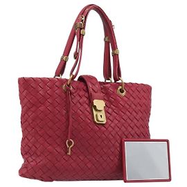 BOTTEGA VENETA INTRECCIATO Hand Bag Leather Pink Gold Auth 205138