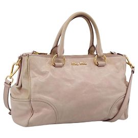 Borsa a mano Miu Miu Vitellolux 2way Pink Gold Auth 204377A