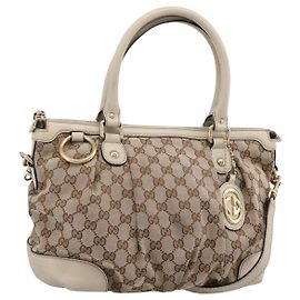 Borsa GUCCI GG Canvas Sukey 2way Beige Gold 247902 Auth 201493